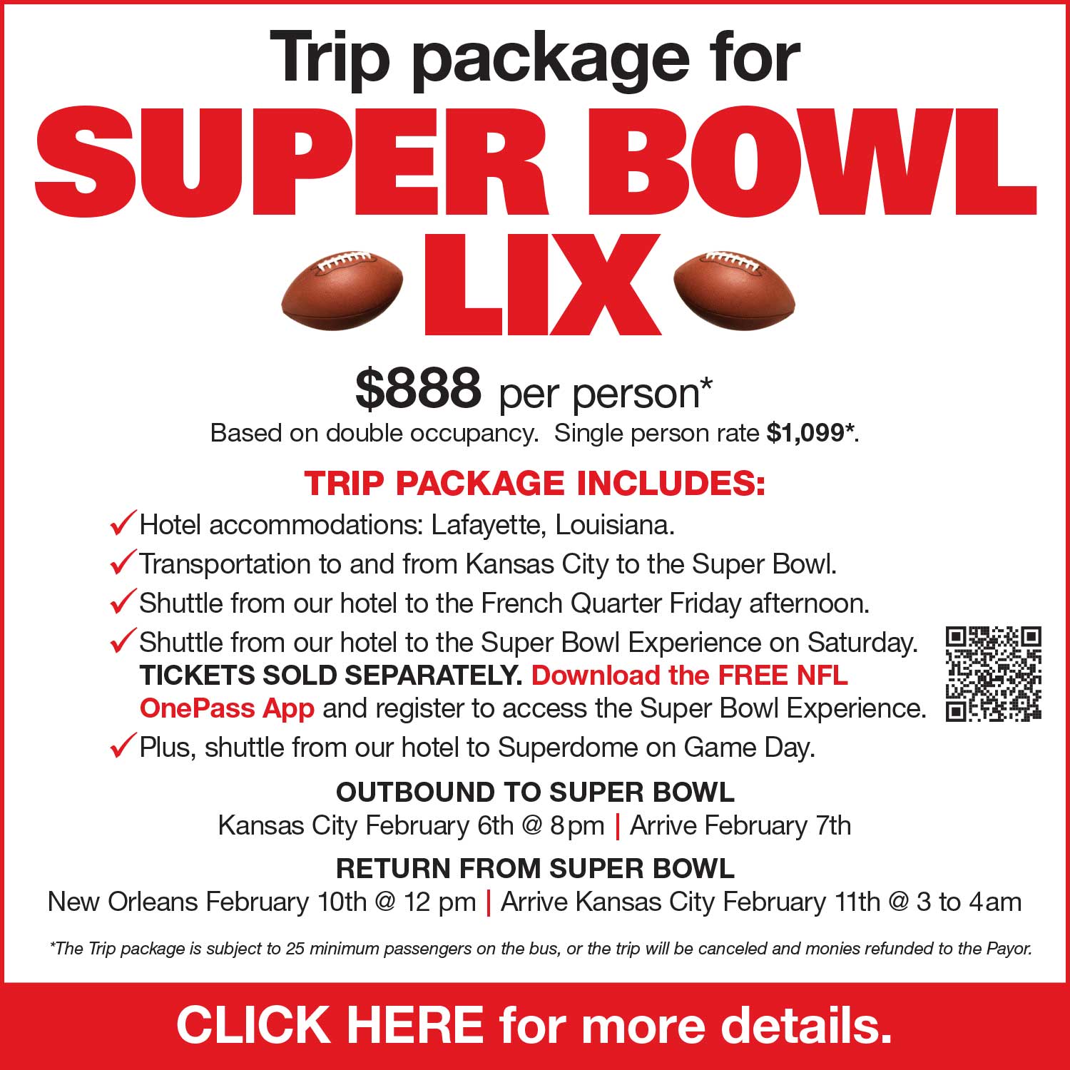 Super Bowl Trip from Kansas City