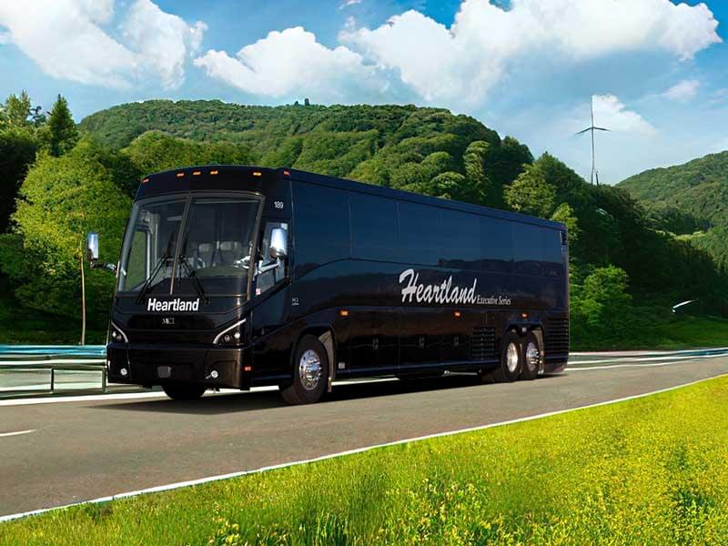 A Heartland Trailways bus on the road
